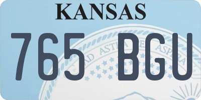 KS license plate 765BGU