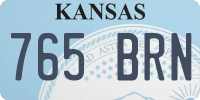 KS license plate 765BRN