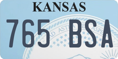 KS license plate 765BSA