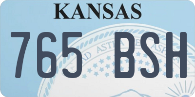 KS license plate 765BSH