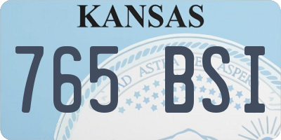 KS license plate 765BSI