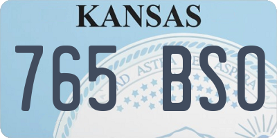 KS license plate 765BSO