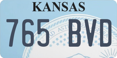 KS license plate 765BVD