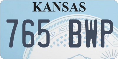 KS license plate 765BWP