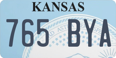 KS license plate 765BYA