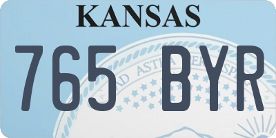 KS license plate 765BYR