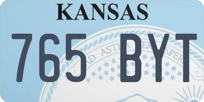 KS license plate 765BYT