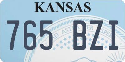 KS license plate 765BZI
