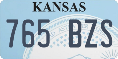 KS license plate 765BZS