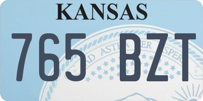 KS license plate 765BZT