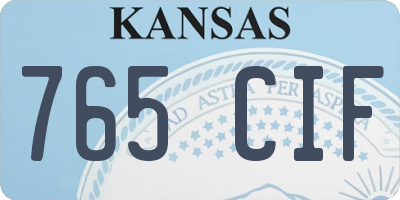 KS license plate 765CIF