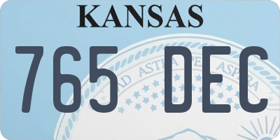 KS license plate 765DEC