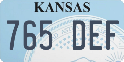 KS license plate 765DEF
