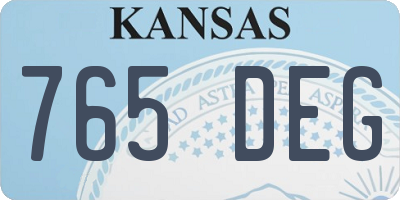 KS license plate 765DEG