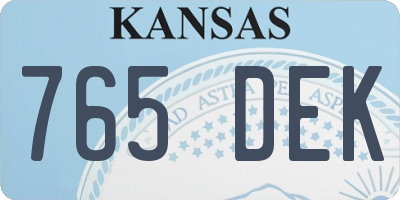 KS license plate 765DEK
