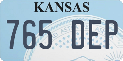 KS license plate 765DEP