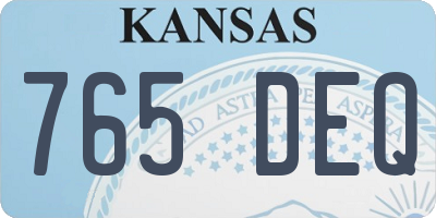 KS license plate 765DEQ