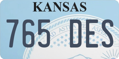 KS license plate 765DES