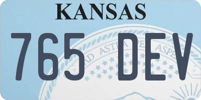 KS license plate 765DEV