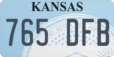 KS license plate 765DFB
