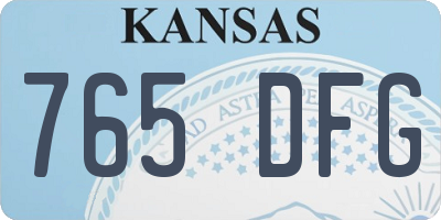 KS license plate 765DFG