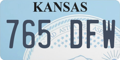 KS license plate 765DFW