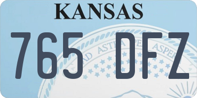 KS license plate 765DFZ