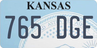 KS license plate 765DGE