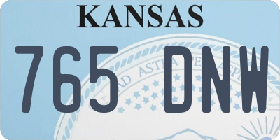 KS license plate 765DNW