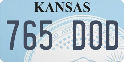 KS license plate 765DOD