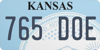 KS license plate 765DOE