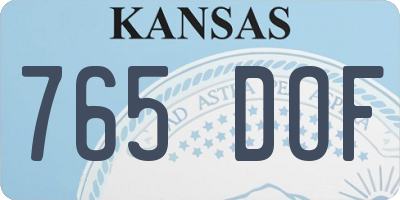 KS license plate 765DOF