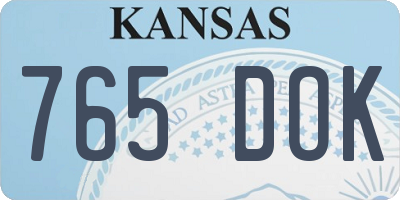 KS license plate 765DOK