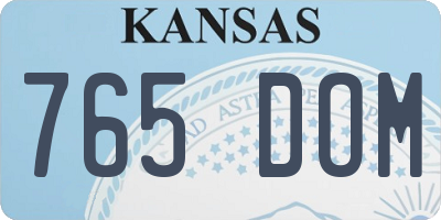 KS license plate 765DOM