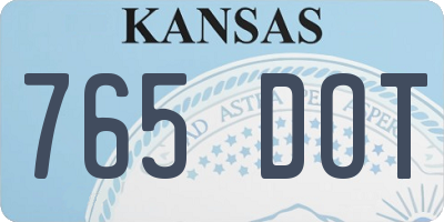 KS license plate 765DOT