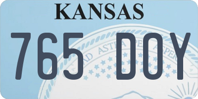 KS license plate 765DOY