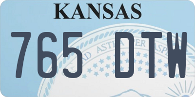 KS license plate 765DTW