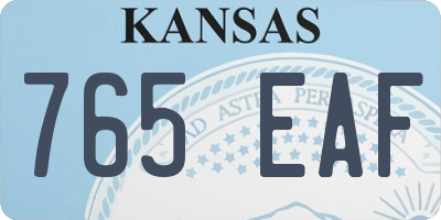 KS license plate 765EAF