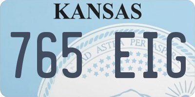 KS license plate 765EIG