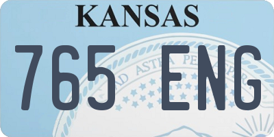 KS license plate 765ENG