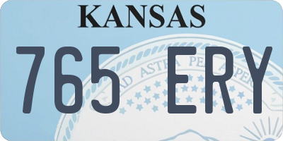 KS license plate 765ERY