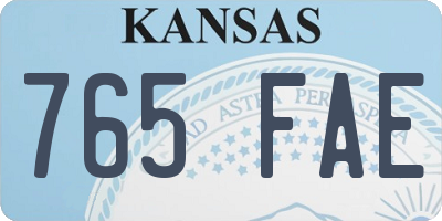 KS license plate 765FAE
