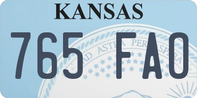 KS license plate 765FAO