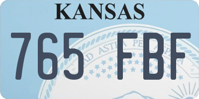KS license plate 765FBF