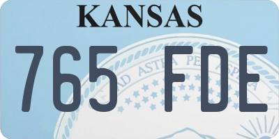 KS license plate 765FDE