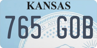 KS license plate 765GOB