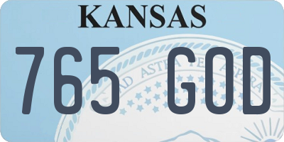 KS license plate 765GOD