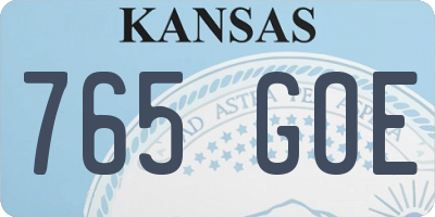 KS license plate 765GOE