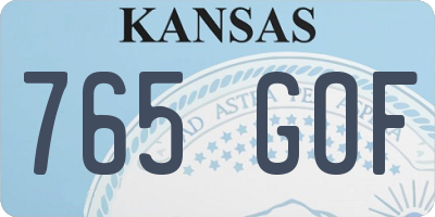 KS license plate 765GOF