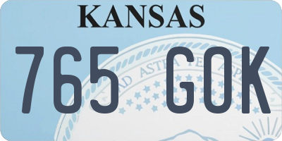 KS license plate 765GOK